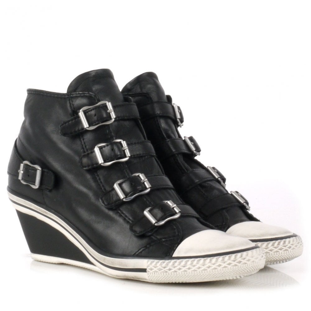 Authentic Ash mid-wedge black leather