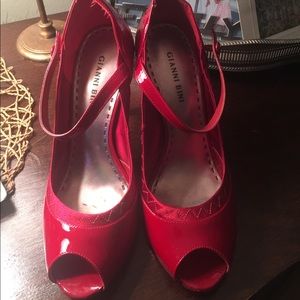 Patent red heels with sexy ankle strap