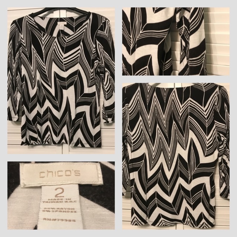 CHICO'S BLOUSE 3/4 SLEEVES SIZE 2