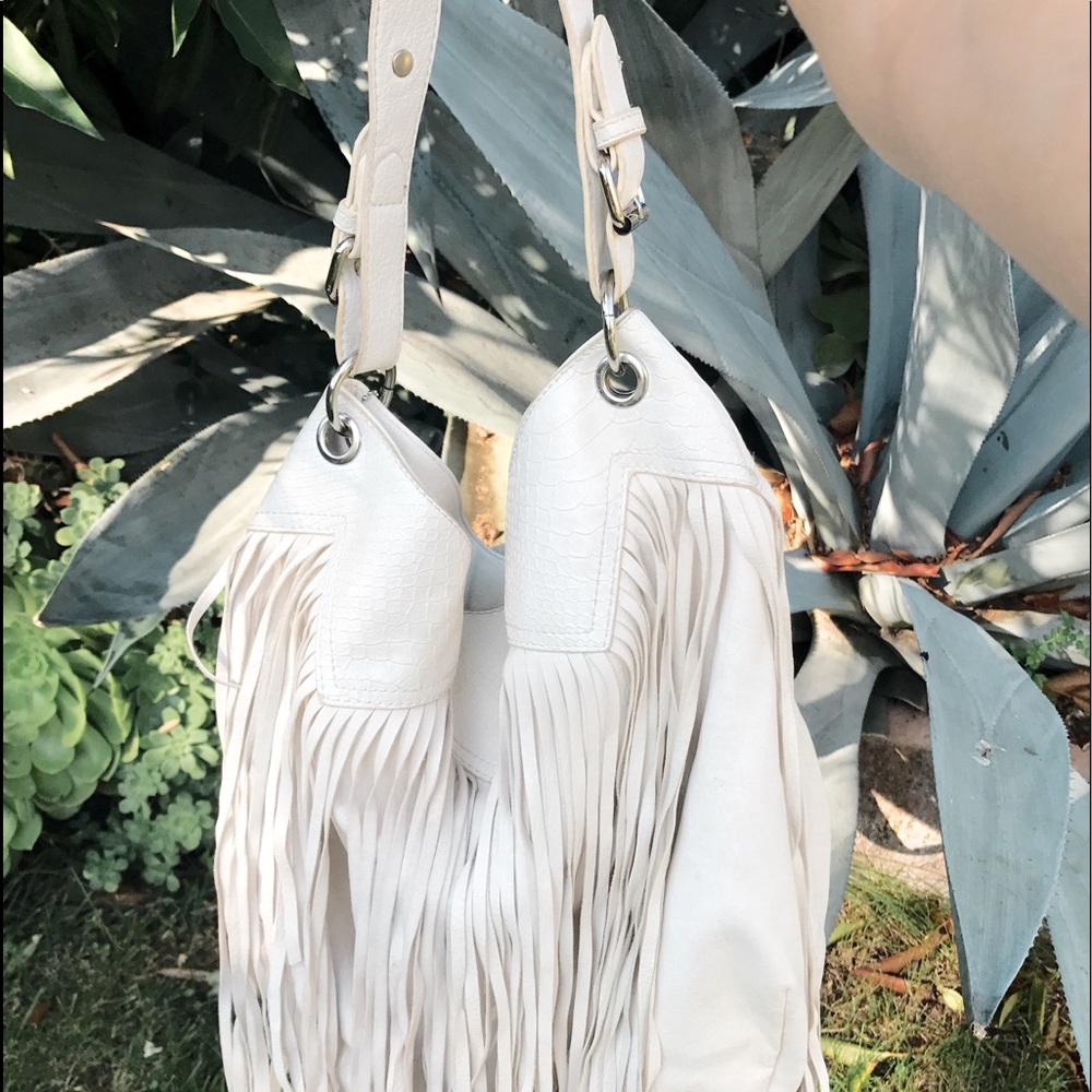 Carlos Santana White Fringe Bag