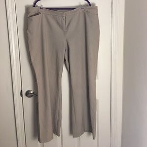 Tan dress slacks with boot cut leg.