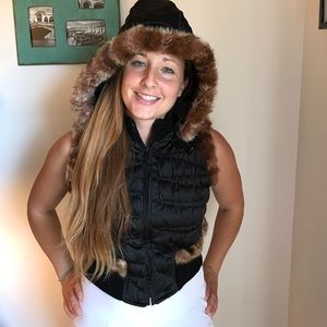 Papaya Black Hooded Vest Size Medium