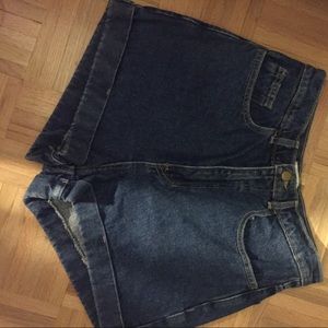 Dark wash denim jean shorts from American Apparel
