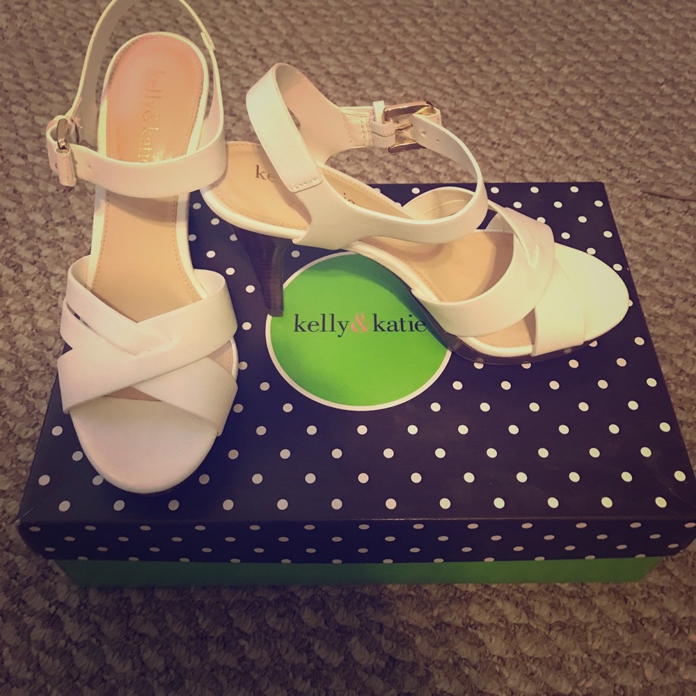 Kelly &a Katie white heels