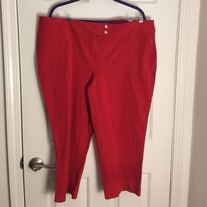 Red Alfani Capris in Stretch Fabirc