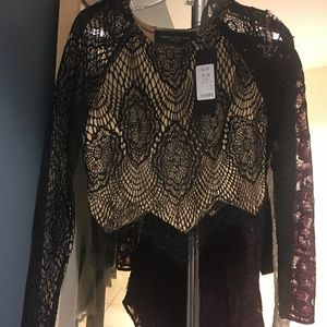 Akira black lace crop top