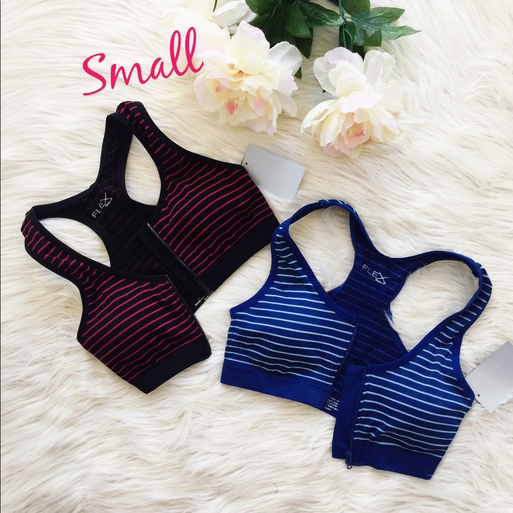 2 Size Small Padded Zipper Racerback Sports Bras
