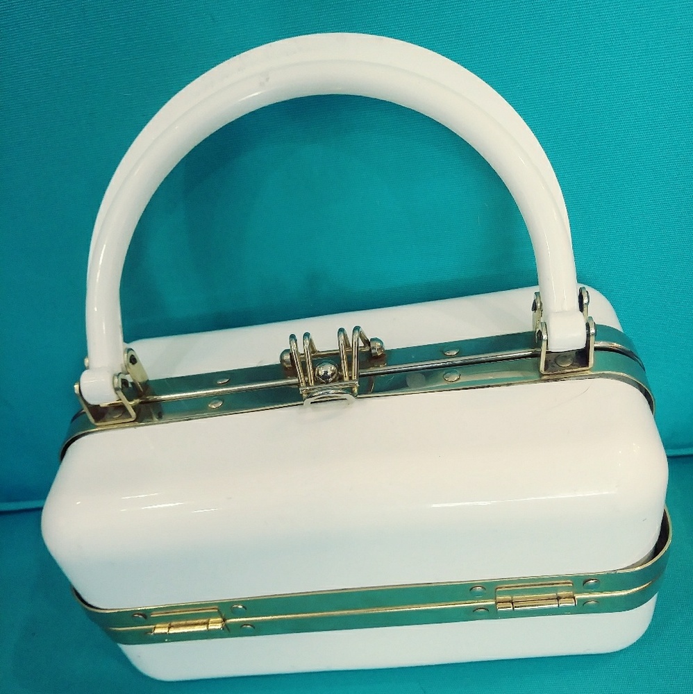 Vintage 1950's French White Lucite Handbag