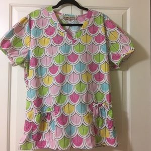 Colorful Scrub Top