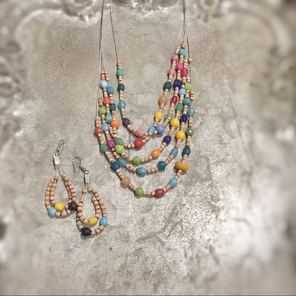 beaded necklace with coordinating earrings