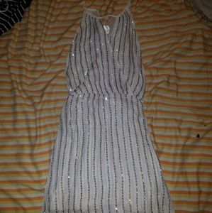 Silvery white sequence dress