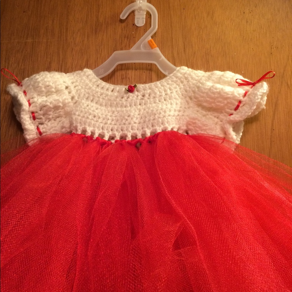 Crochet and tulle newborn dress