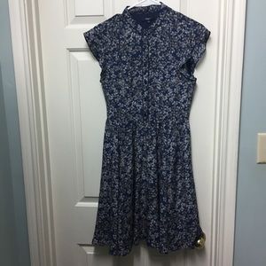 Madewell navy floral button up dress