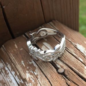 BOGO 925 Silver Filigree Vine Crystal Ring 7