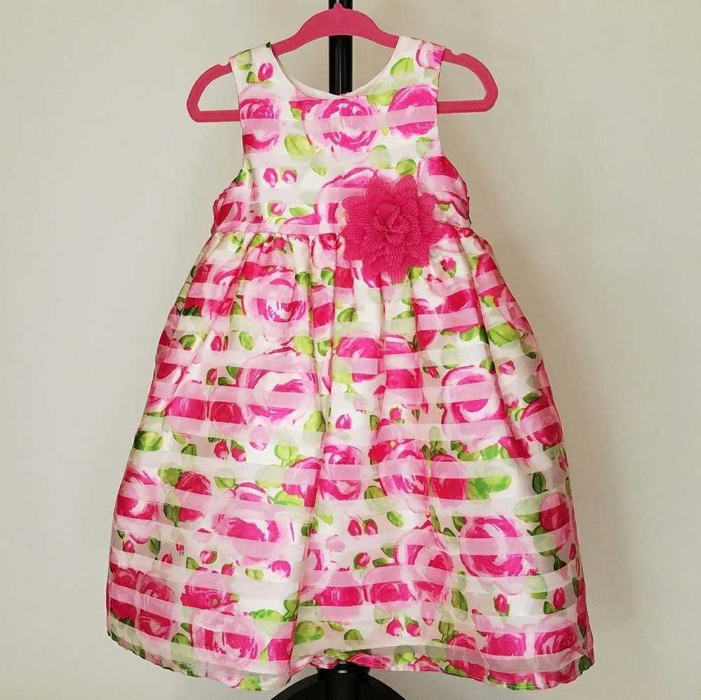 Marmellata Girls Pink and Green Dress - Size 3
