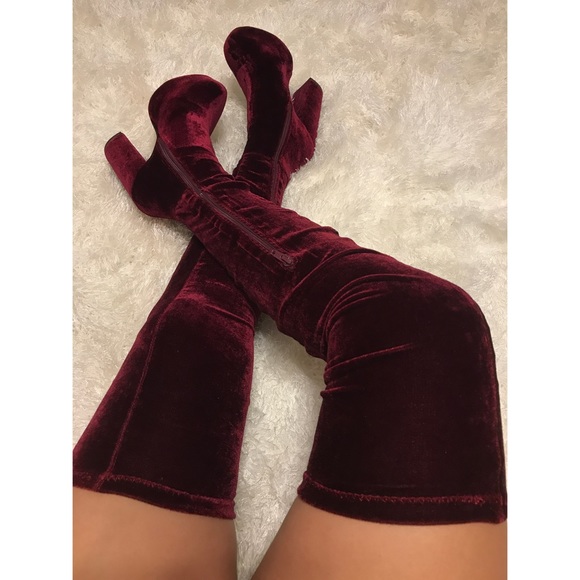 Jeffrey Campbell Shoes - Velvet Over the Knee Boots