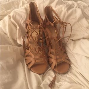 Nude Lace-up Heels