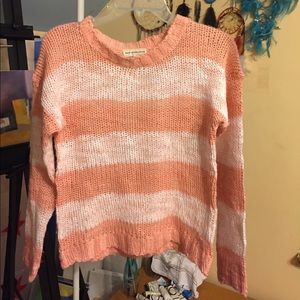 Pink and White Knit Sweater
