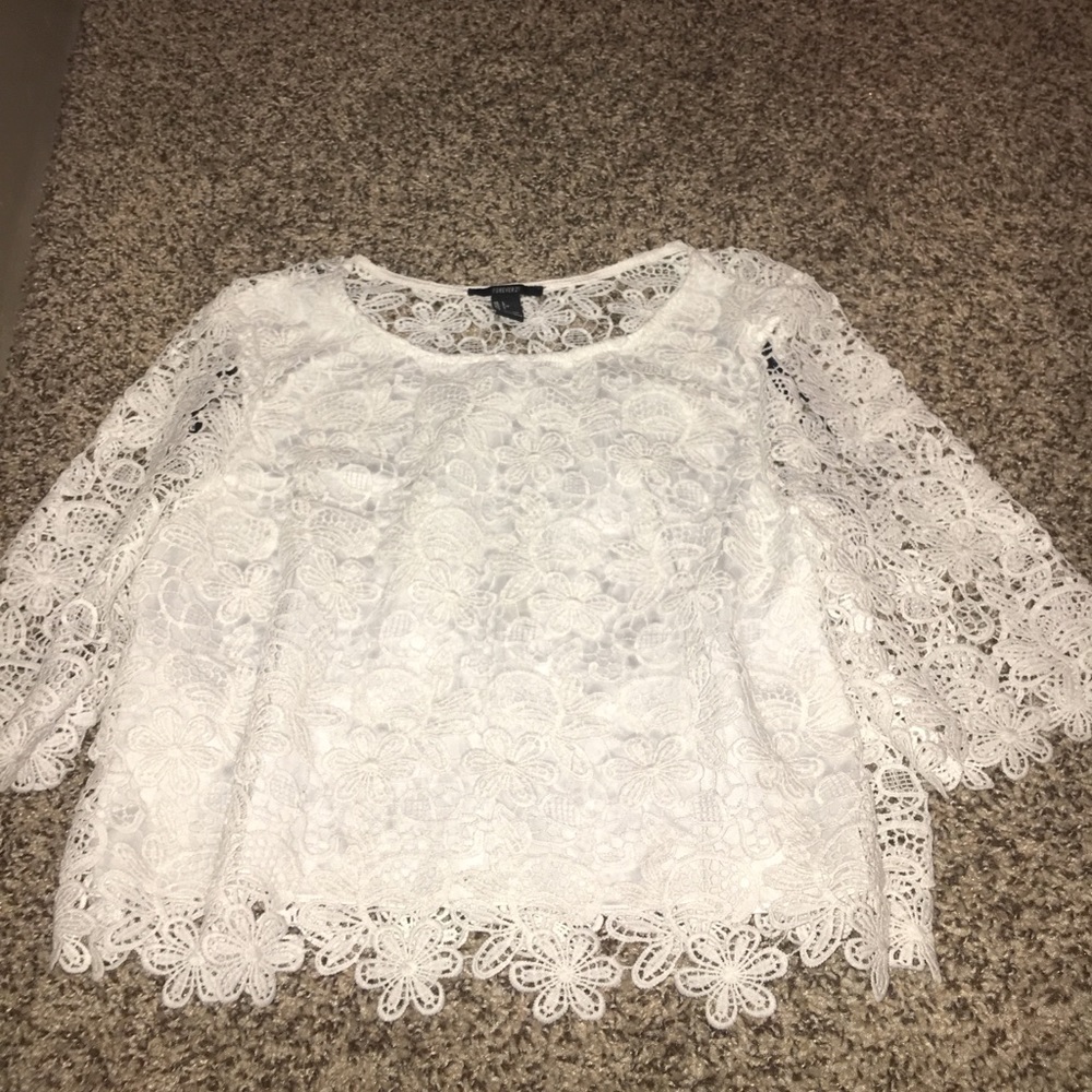 White lace crop top