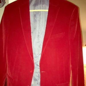 Custom red velvet blazer