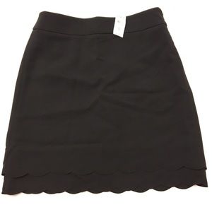 NWT LOFT Black Layered Mini Skirt w/ Scalloped Hem