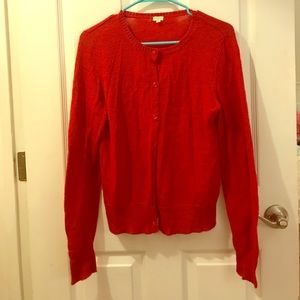 Red J. Crew Cardigan Large