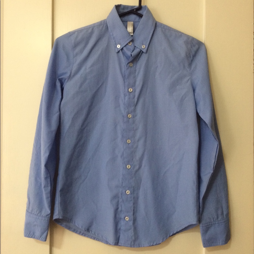 American Apparel Button Down Shirt in Light Blue