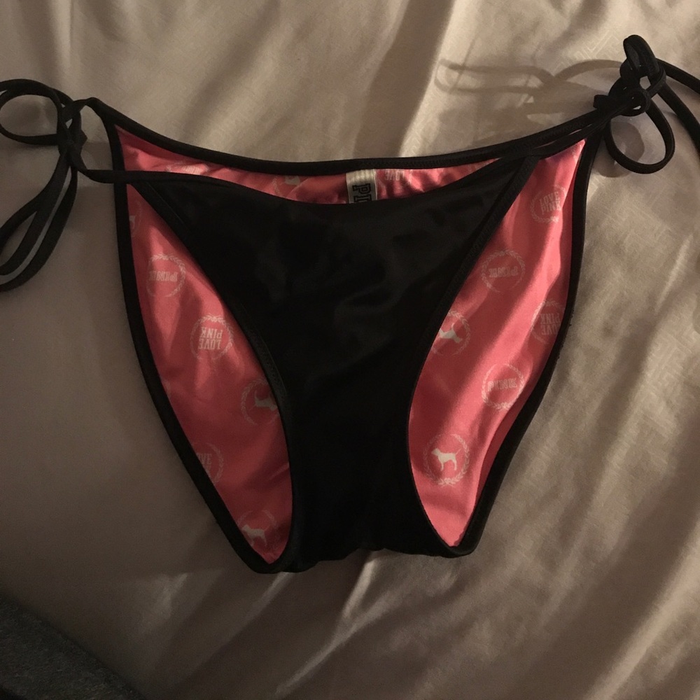 PINK black cheeky bikini bottoms