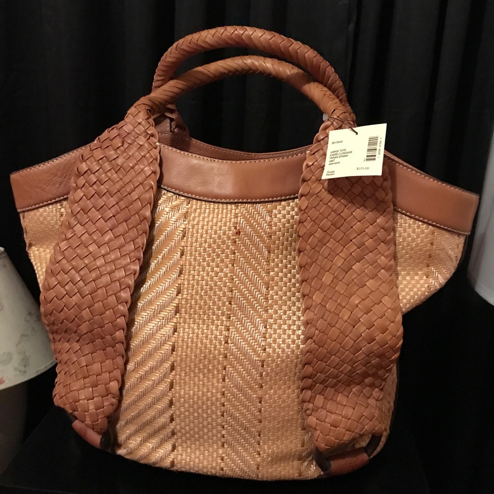 Cole Haan Large "Tan" woven tote shopper NWT