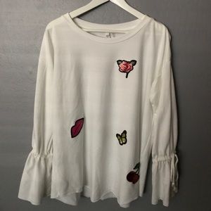 Bell-Sleeve Patch Blouse