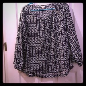 Navy & White J.Crew Blouse Large