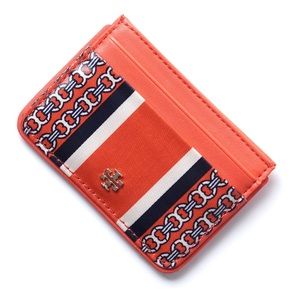 Tory Burch: Gemini Link Slim Card Case in Red