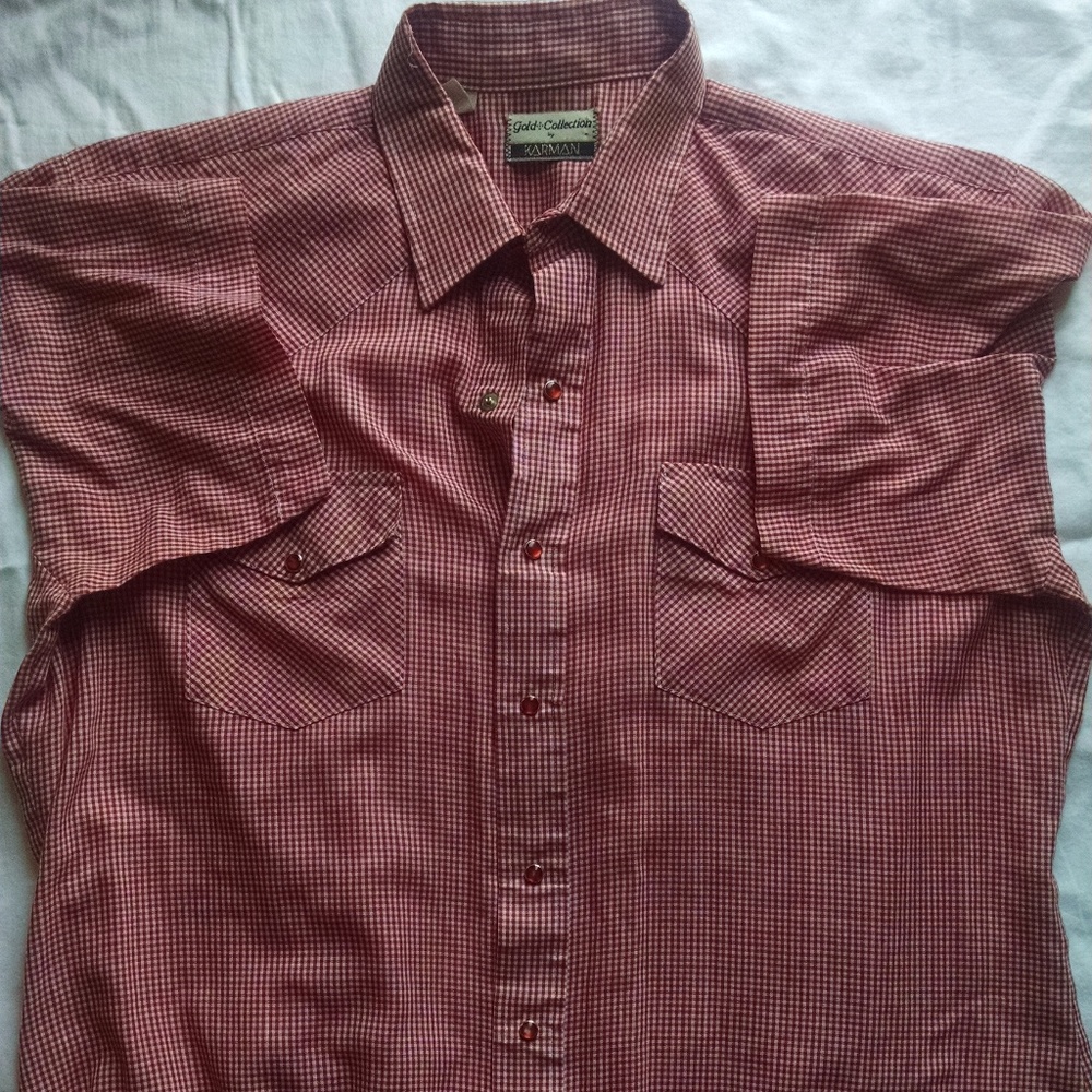 Red and white checkered vintage western shirt