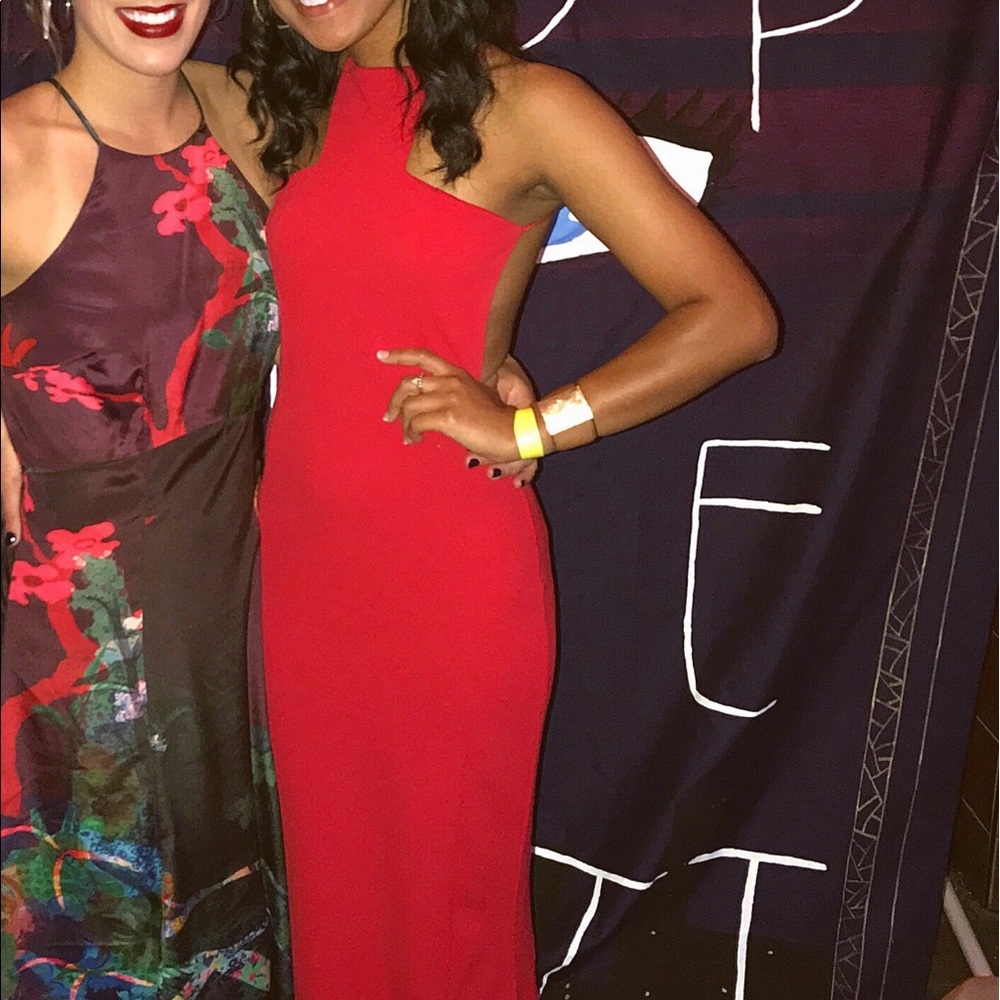 Red long formal dress