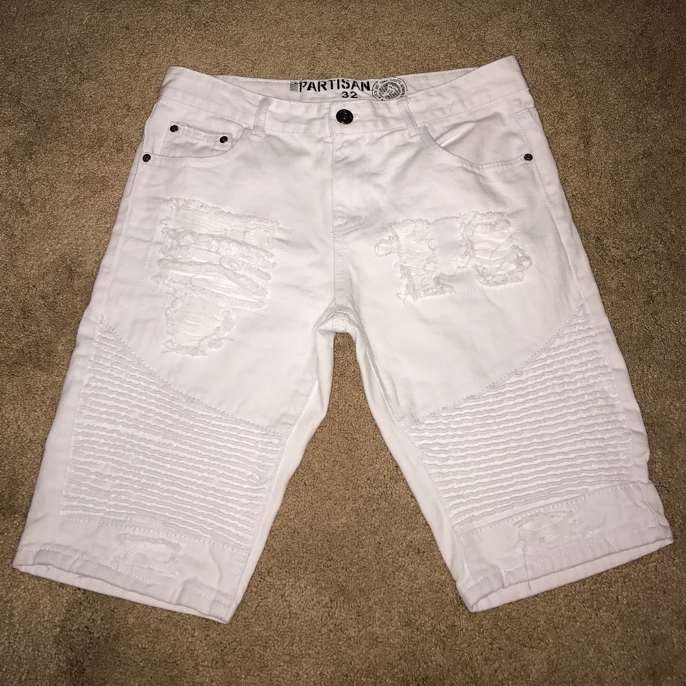 Men's White Biker Shorts