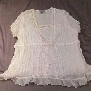 Gorgeous cream chiffon with lace blouse
