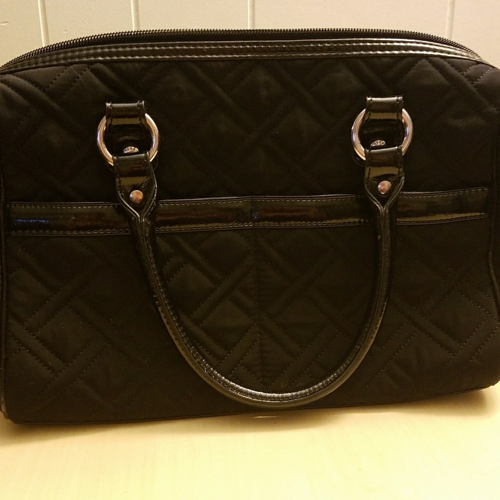 Vera Bradley solid black quilted satchel