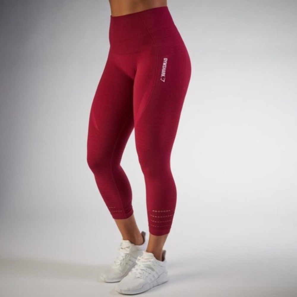 Gymshark Seamless Cropped Leggings in Beet Marl
