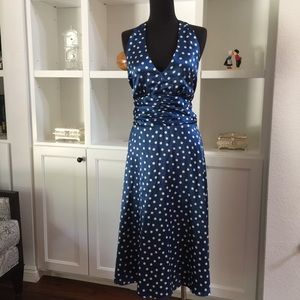Vintage blue polka dots dress size 14