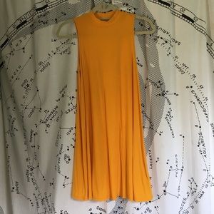 orange mock neck dress