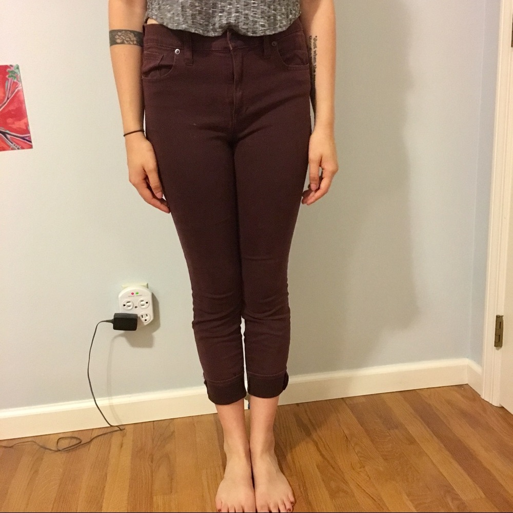 Cropped Burgundy Madewell Jeans -- Size 29
