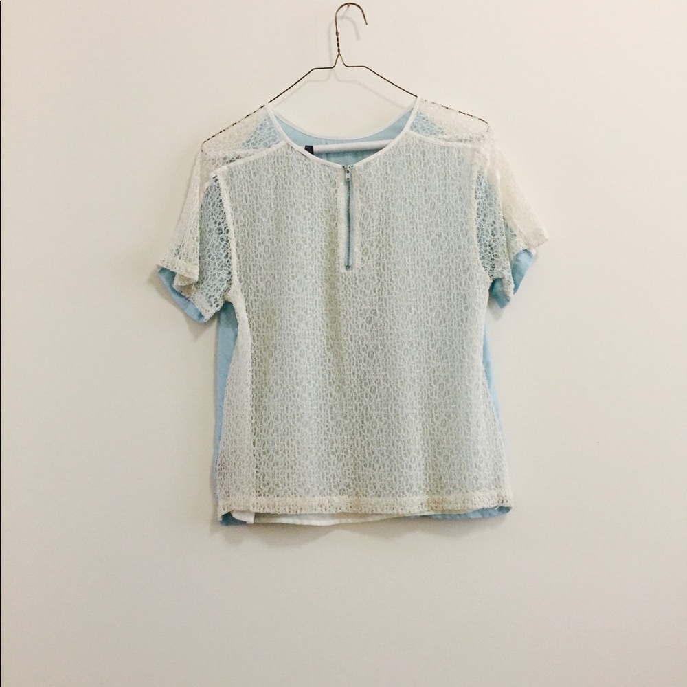 W118 Blouse. Delicate lace back & sleeves.