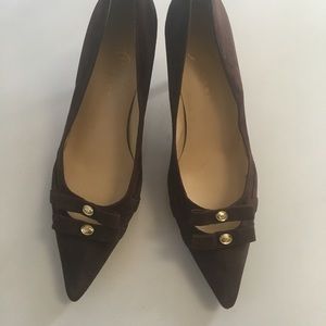 Brown suede pumps