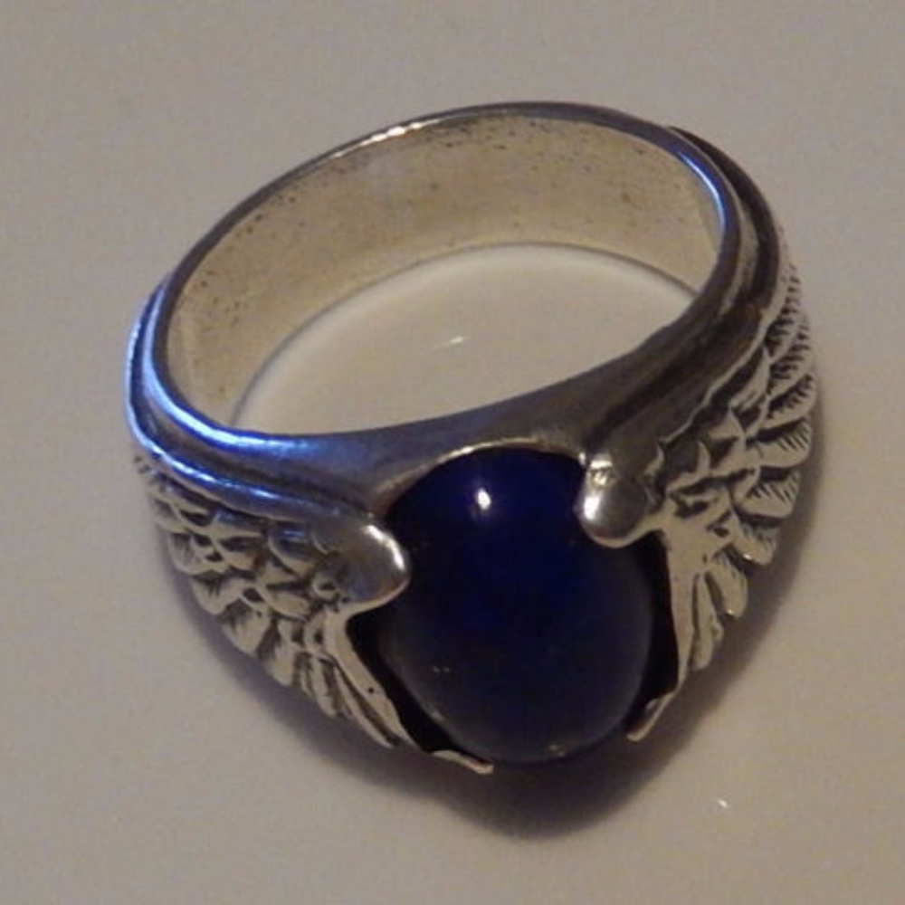 Eagle Wing Ring Sterling Silver Lapis Lazuli Sz 11 - Picture 7 of 7