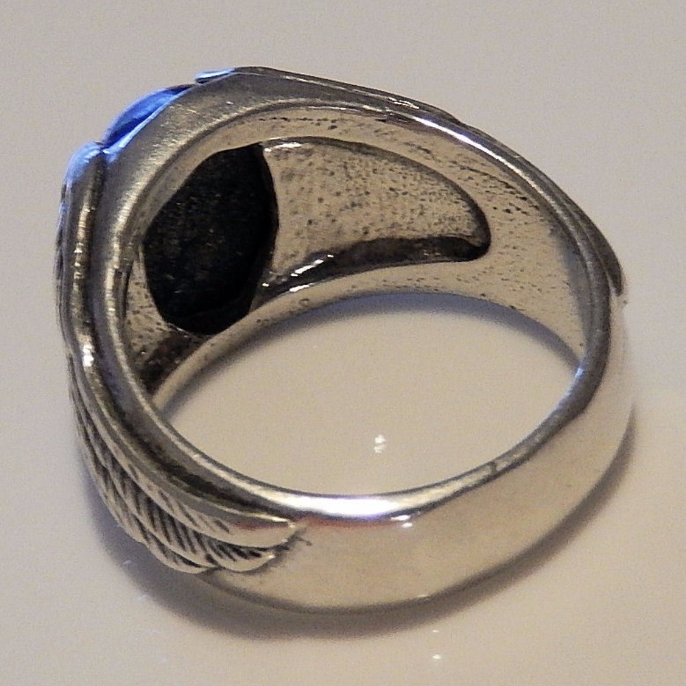 Eagle Wing Ring Sterling Silver Lapis Lazuli Sz 11 - Picture 6 of 7