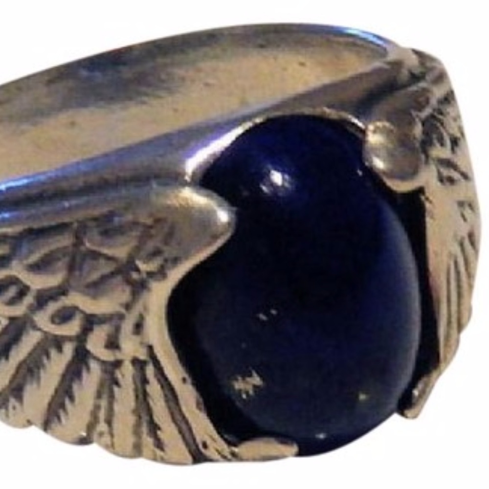 Eagle Wing Ring Sterling Silver Lapis Lazuli Sz 11 - Picture 4 of 7