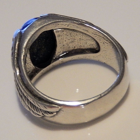 Eagle Wing Ring Sterling Silver Lapis Lazuli Sz 11 - Picture 6 of 7