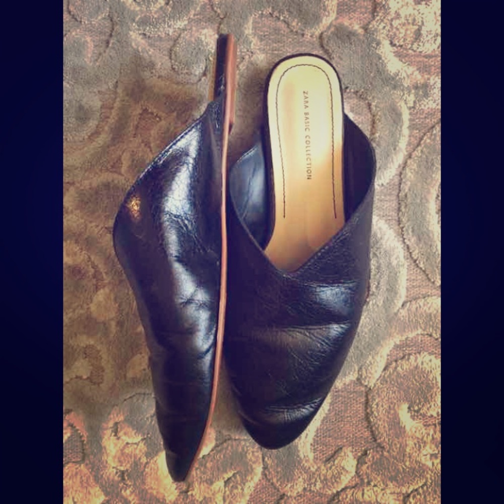 Zara black loafer flats