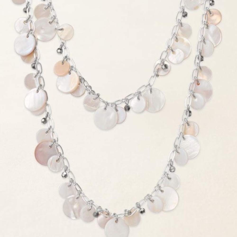 Stella and Dot Mother of Pearl disc necklace