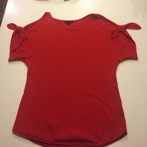 Red, peek-boo-shoulder sweater